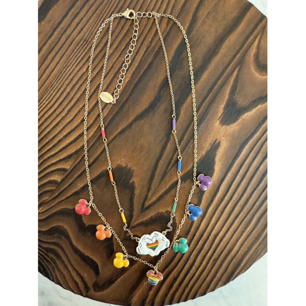 Disney Mickey Mouse Icon Pride Collection Double Strand Necklace New W/O Tags